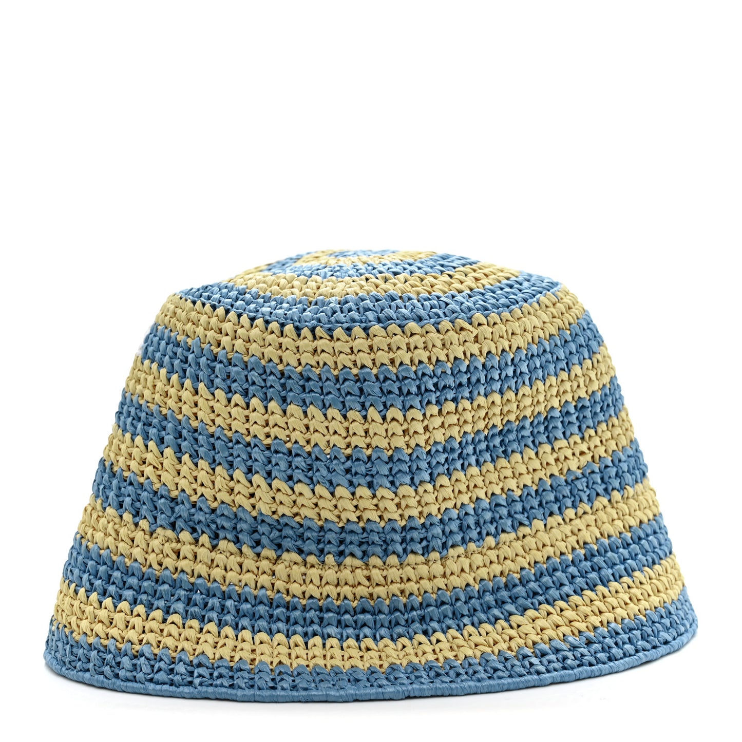 Raffia Striped Logo Embroidered Womens Bucket Hat M Naturale Cielo