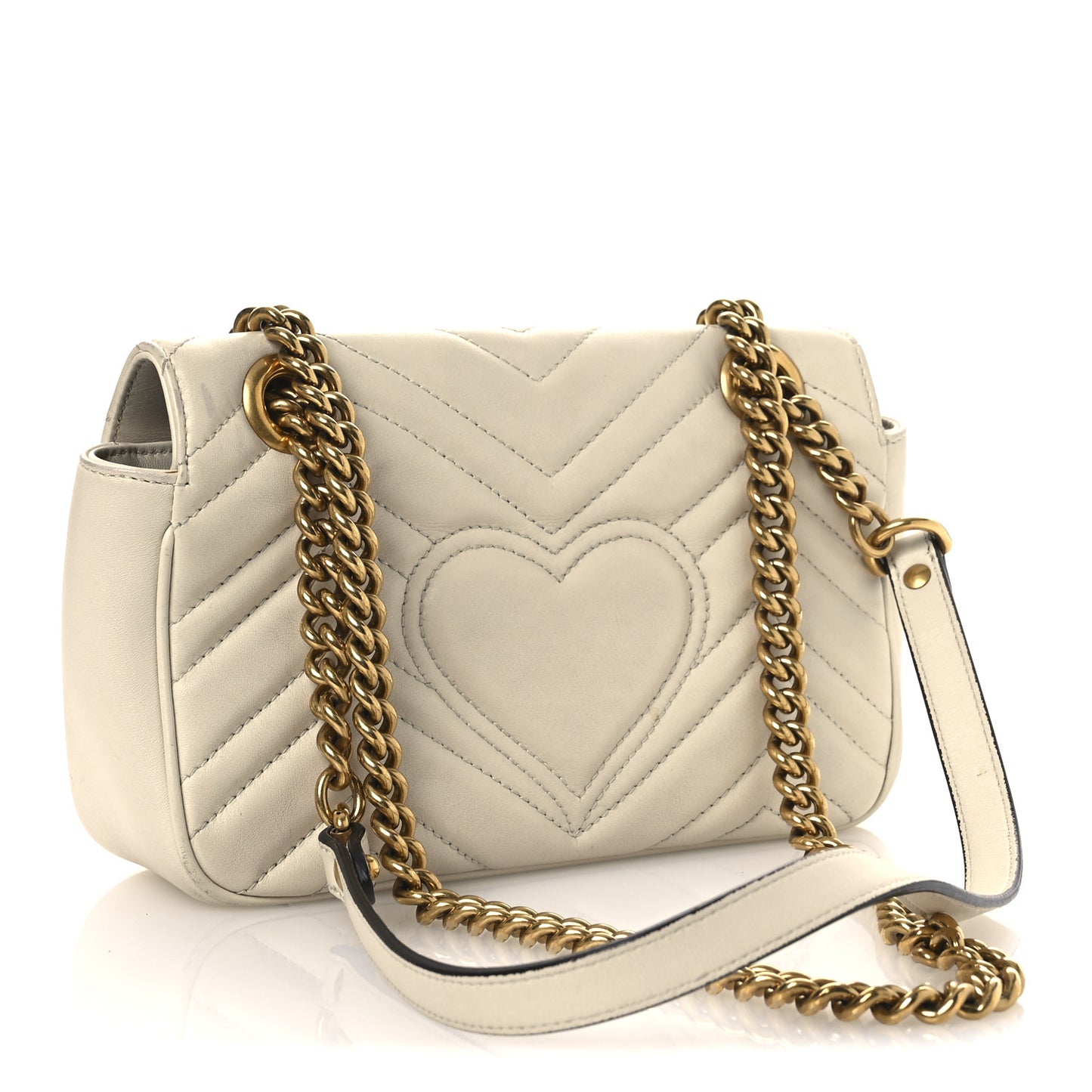 Calfskin Matelasse Mini GG Marmont Shoulder Bag White