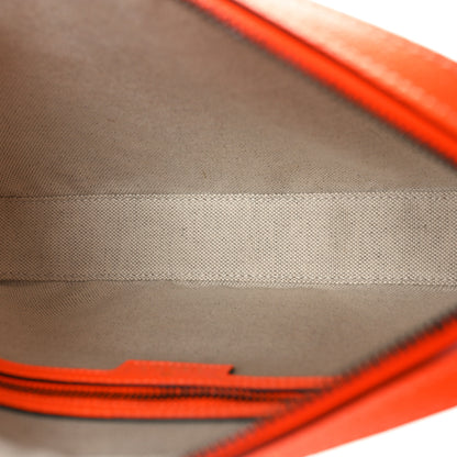 Gucci GG Supreme Monogram Textured Dollar Calfskin Web Ophidia Wristlet Shoulder Bag Beige Ebony Orange 5 of 10