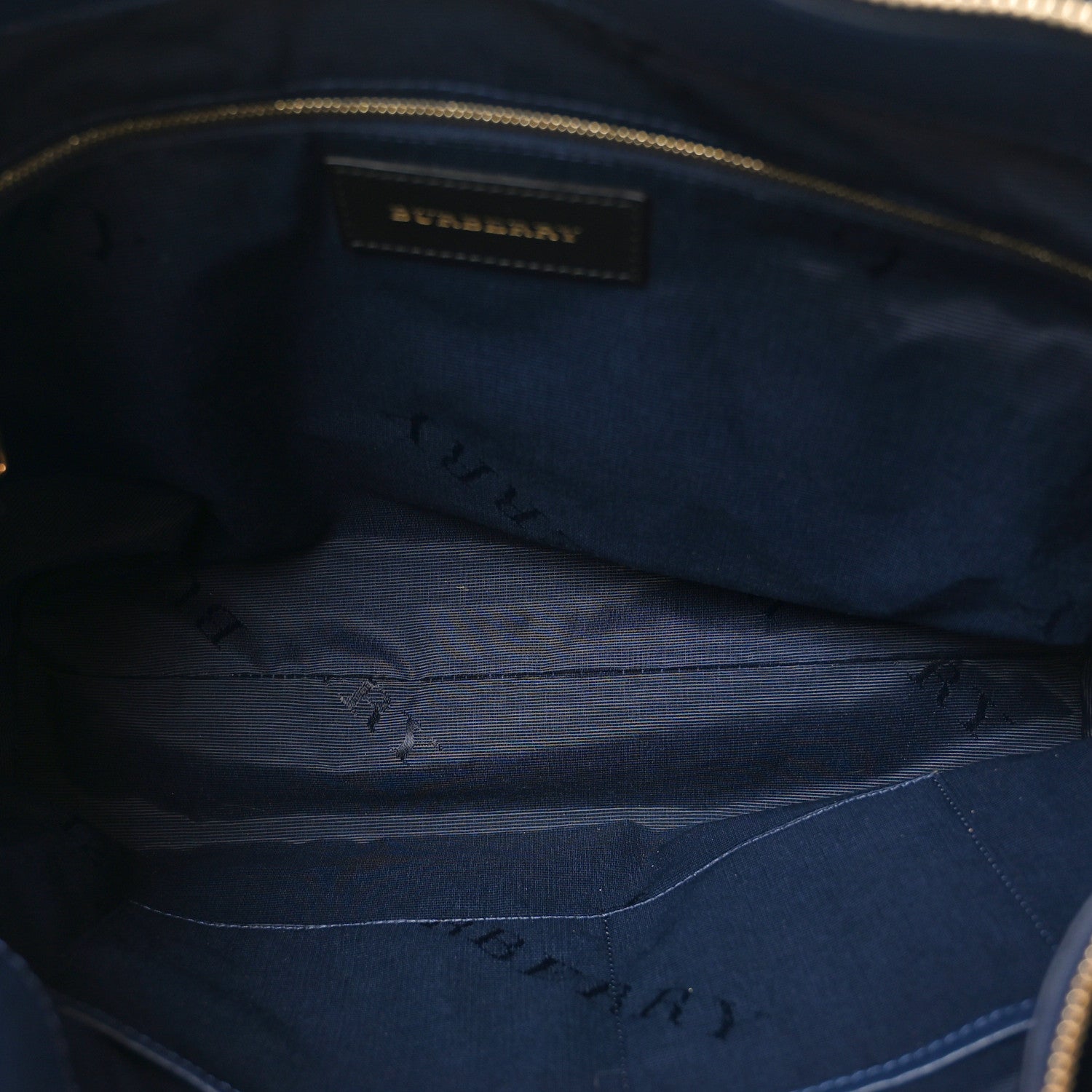 Burberry Heritage Grain Check Embossed Medium Dewsbury Tote Blue Carbon 5 of 9