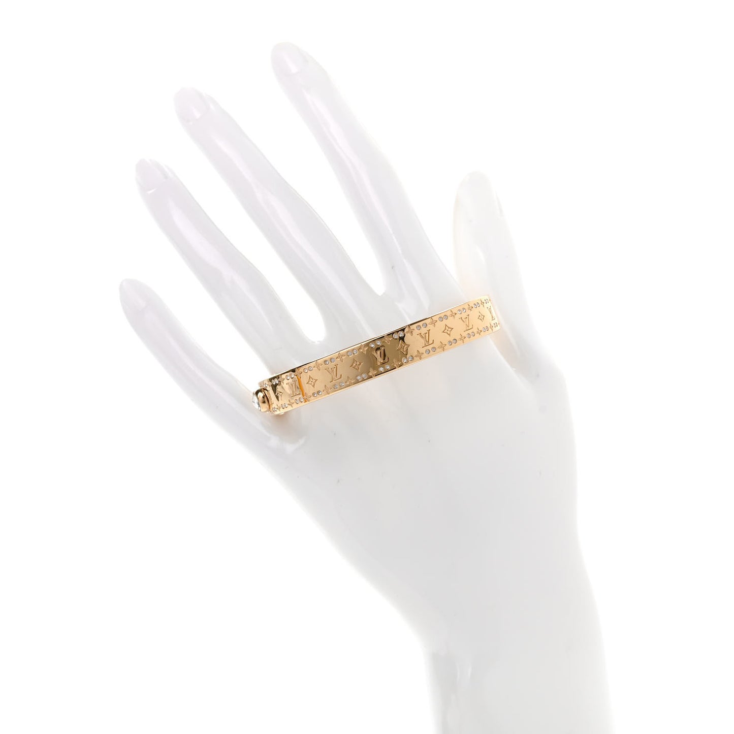 Brass Crystal Monogram Nanogram Strass Cuff S Gold