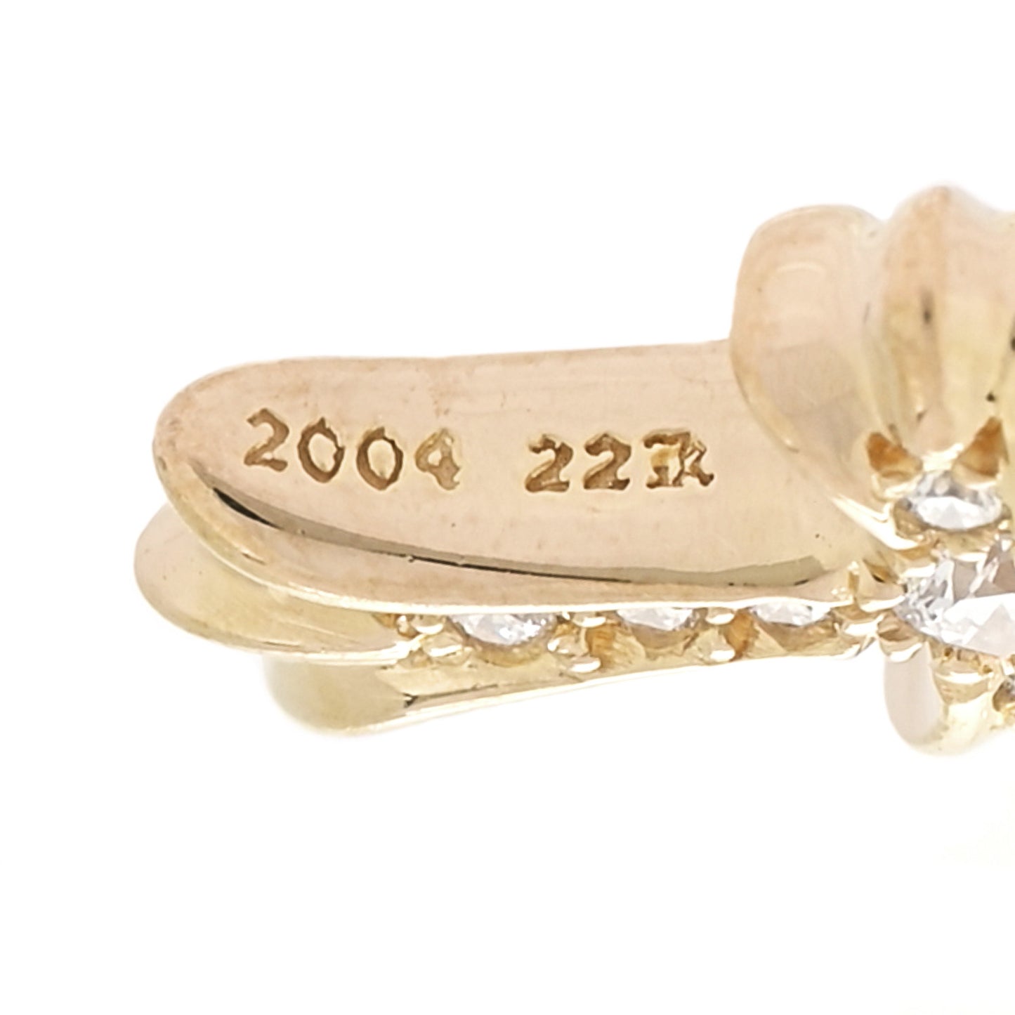 22K Yellow Gold Diamond Baby Fat Cross Pave Pendant