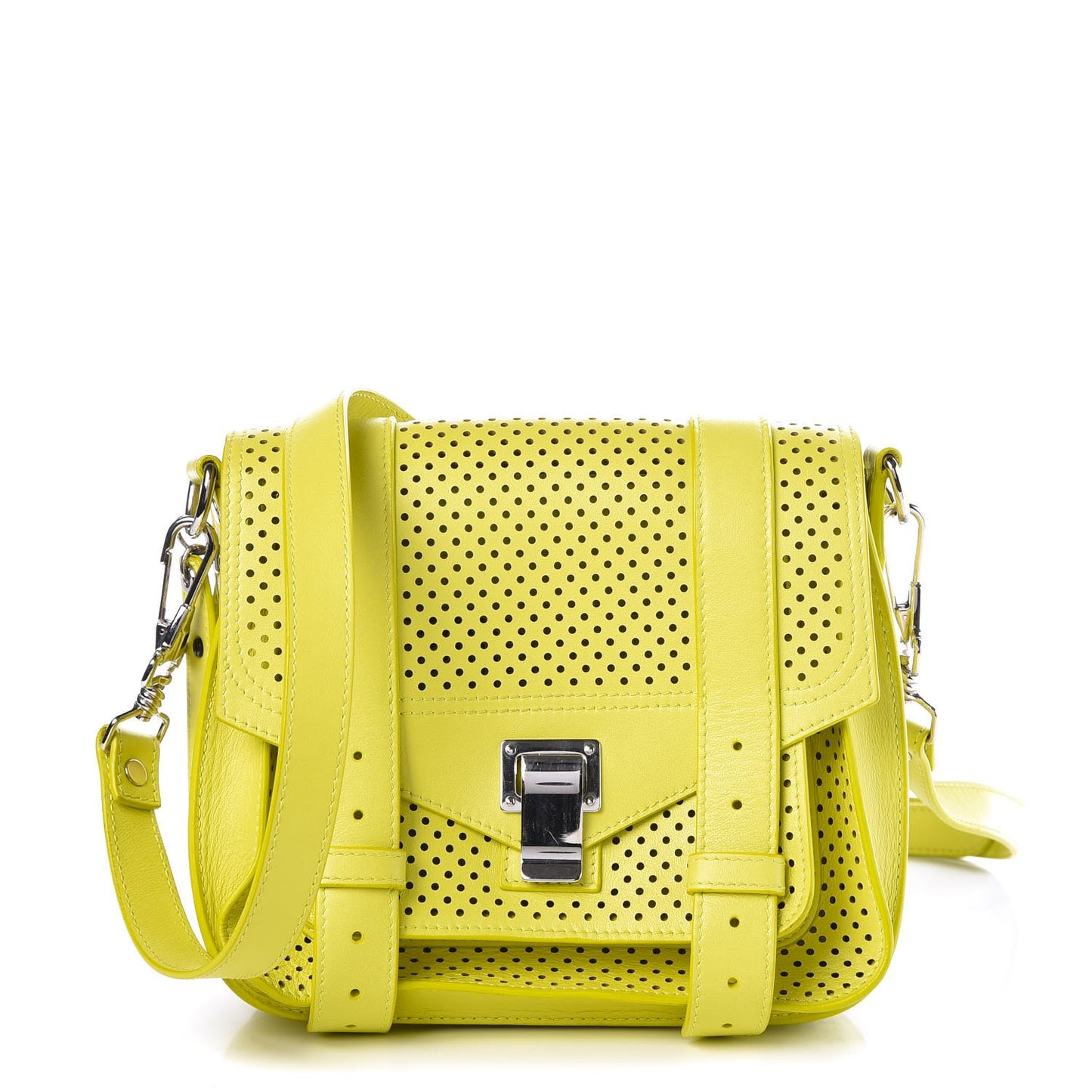 Lambskin Perforated PS1 Pouch Messenger Sulphur