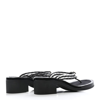 Chanel Cord CC Chain Thong Sandals 35 Black 4 of 7