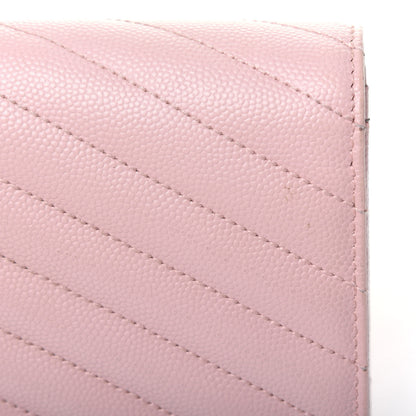 Saint Laurent Grain De Poudre Matelasse Chevron Monogram Flap Wallet Pale Pink 20 of 20