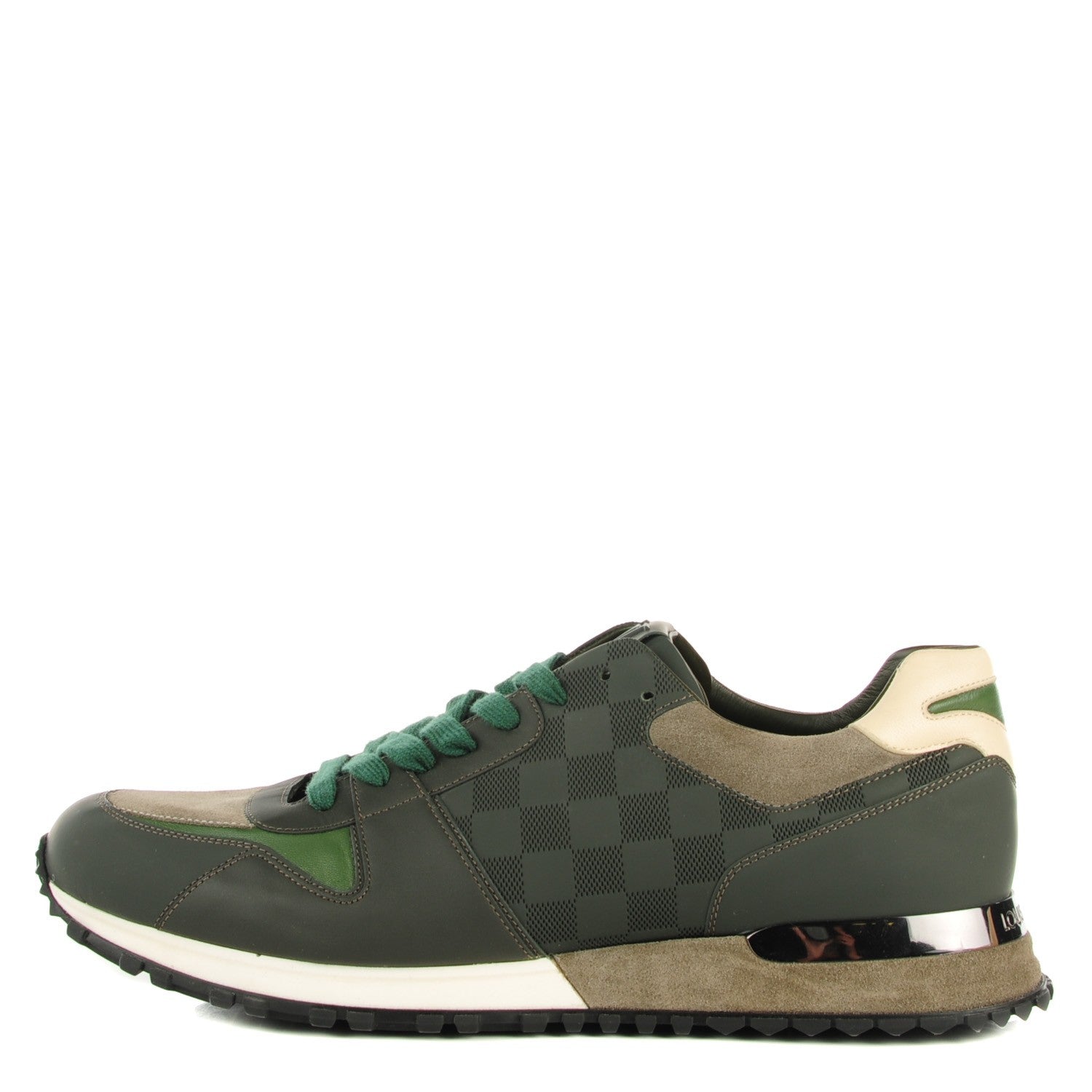 Louis Vuitton Suede Damier Run Away Sneakers 11 Vert 1 of 8