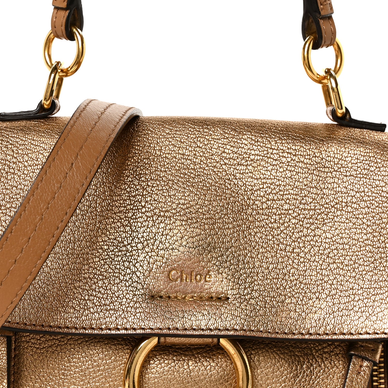 Chloe Metallic Calfskin Mini Faye Day Shoulder Bag Gold 10 of 12