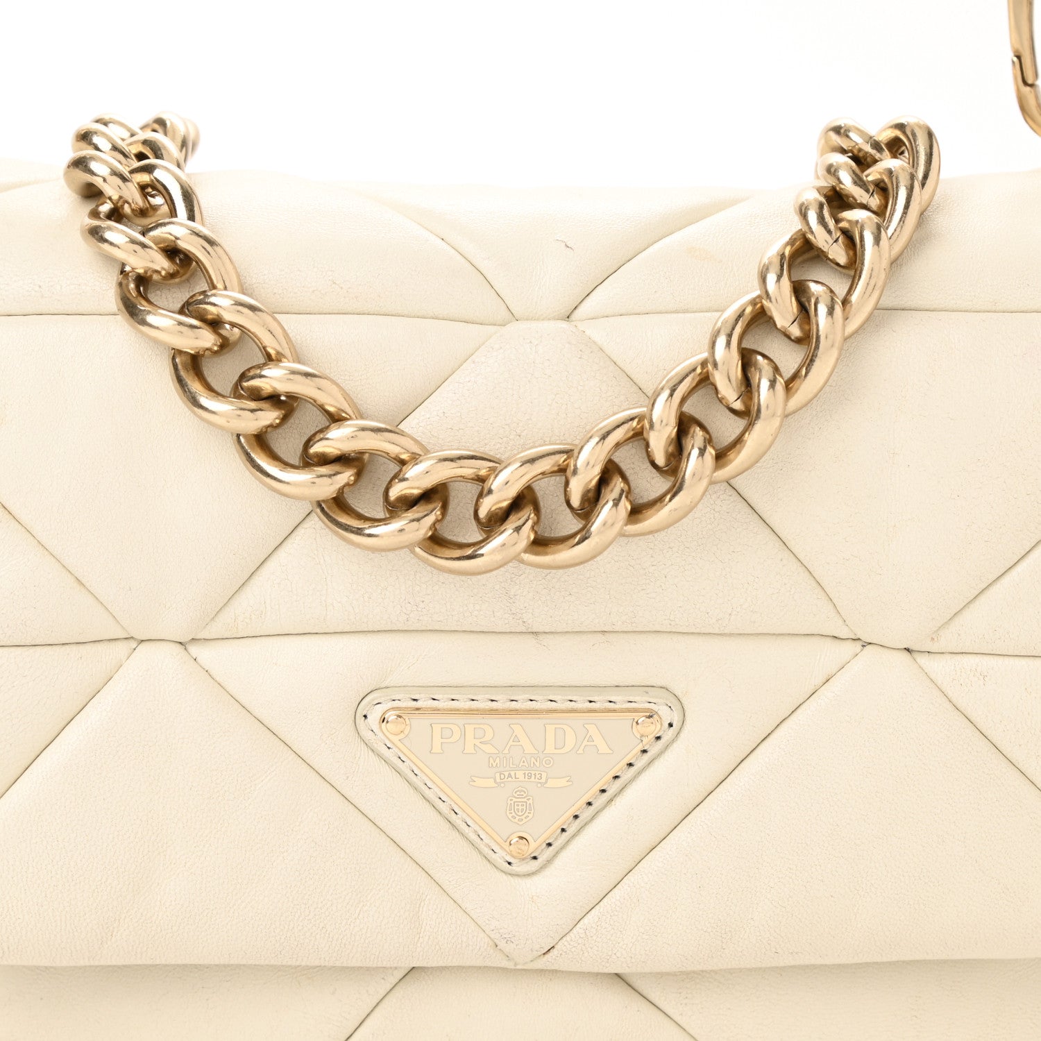Prada Nappa Re-Nylon Triangle Quilted Patchwork System Flap Shoulder Bag White 8 of 14