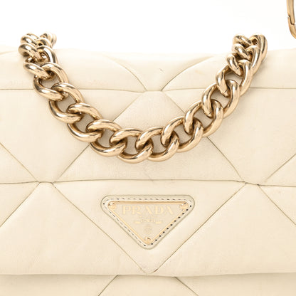 Prada Nappa Re-Nylon Triangle Quilted Patchwork System Flap Shoulder Bag White 8 of 14