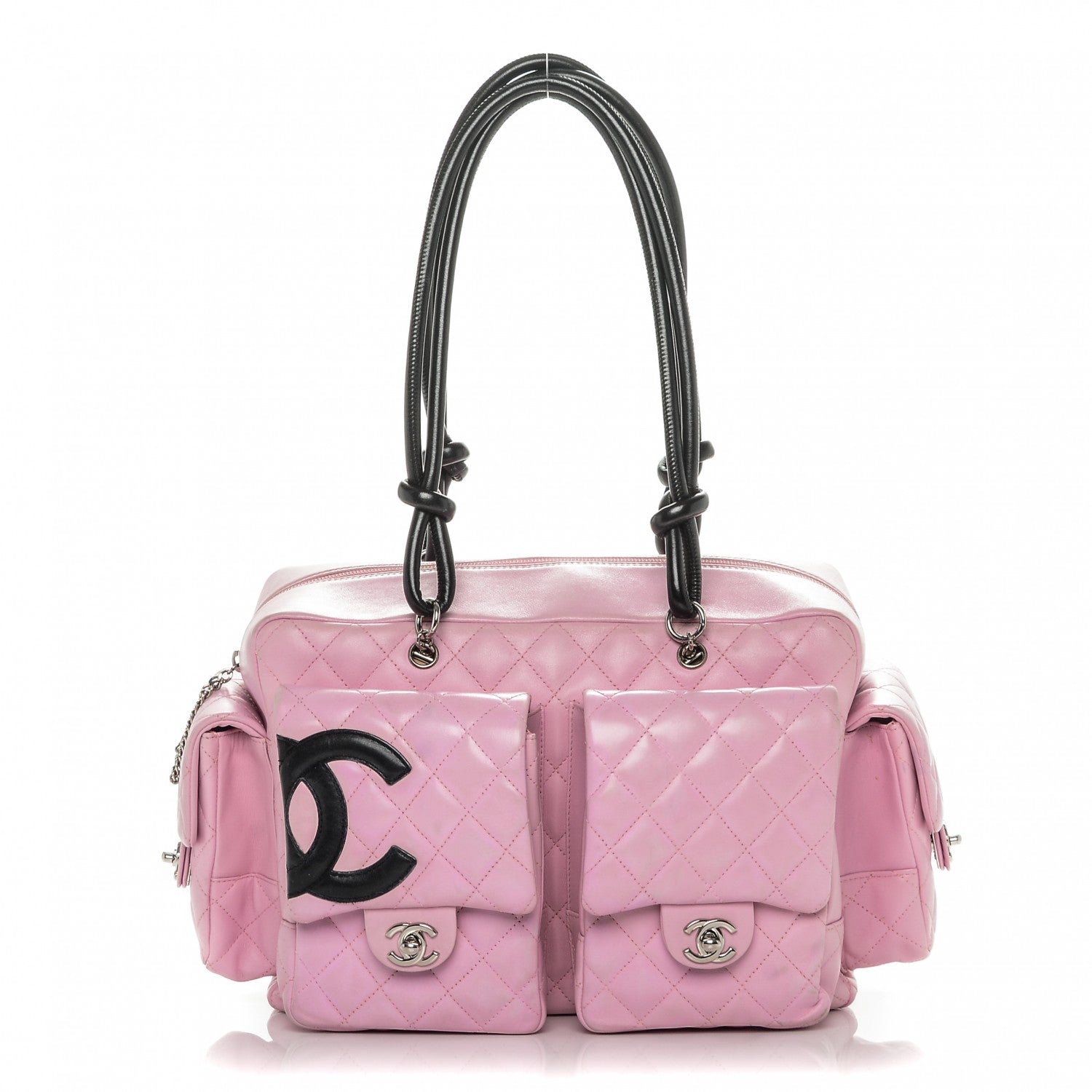 Chanel Calfskin Quilted Large Cambon Multipocket Reporter Pink Black 1 of 13