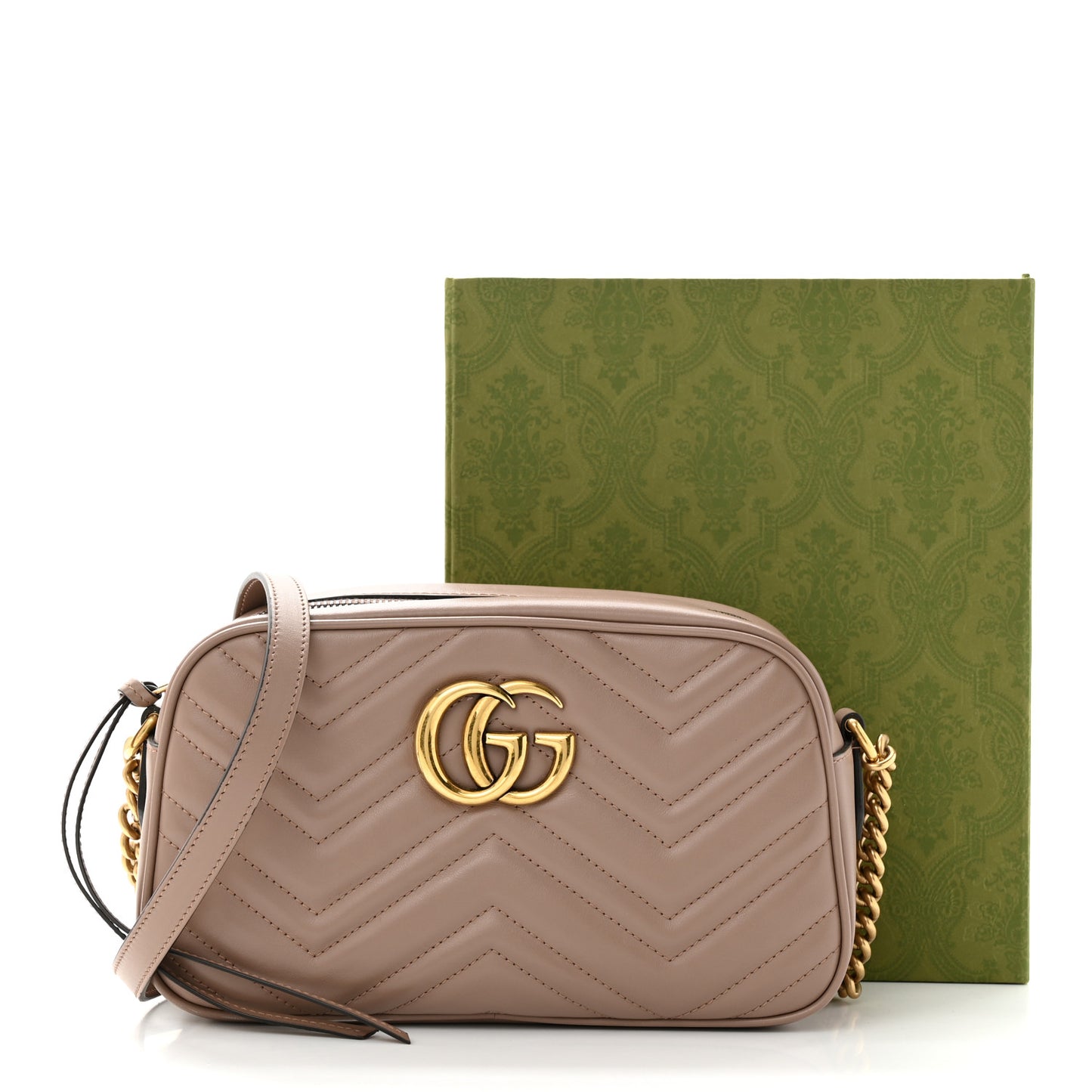 Calfskin Matelasse Small GG Marmont Chain Shoulder Bag Porcelain Rose