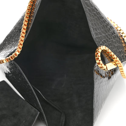 Saint Laurent Calfskin Crocodile Embossed Medium Suzanne Hobo Black 5 of 8