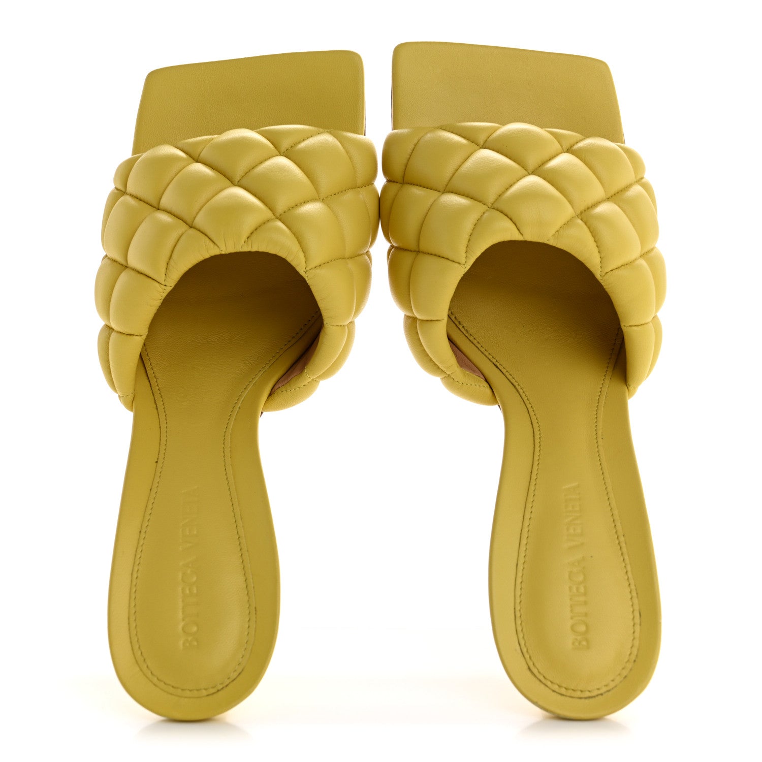 Bottega Veneta Nappa Matelasse Padded Mule Sandals 38.5 Pear 2 of 9
