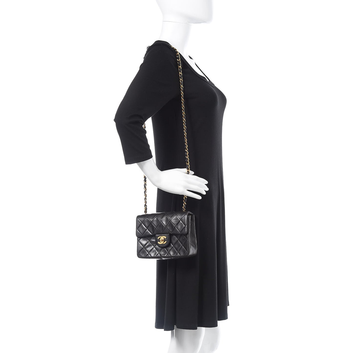 Lambskin Quilted Mini Square Flap Black