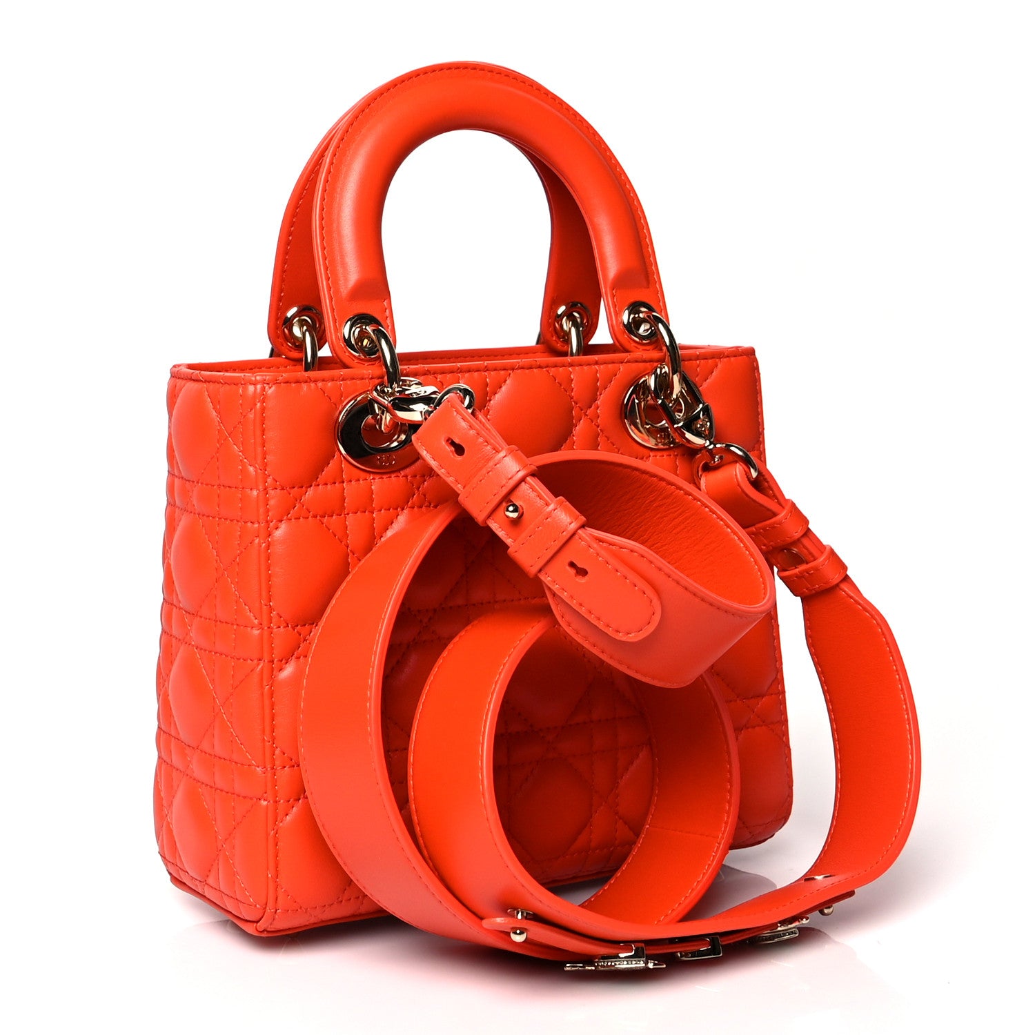 Christian Dior Lambskin Cannage Small My ABCDior Lady Dior Orange 2 of 8