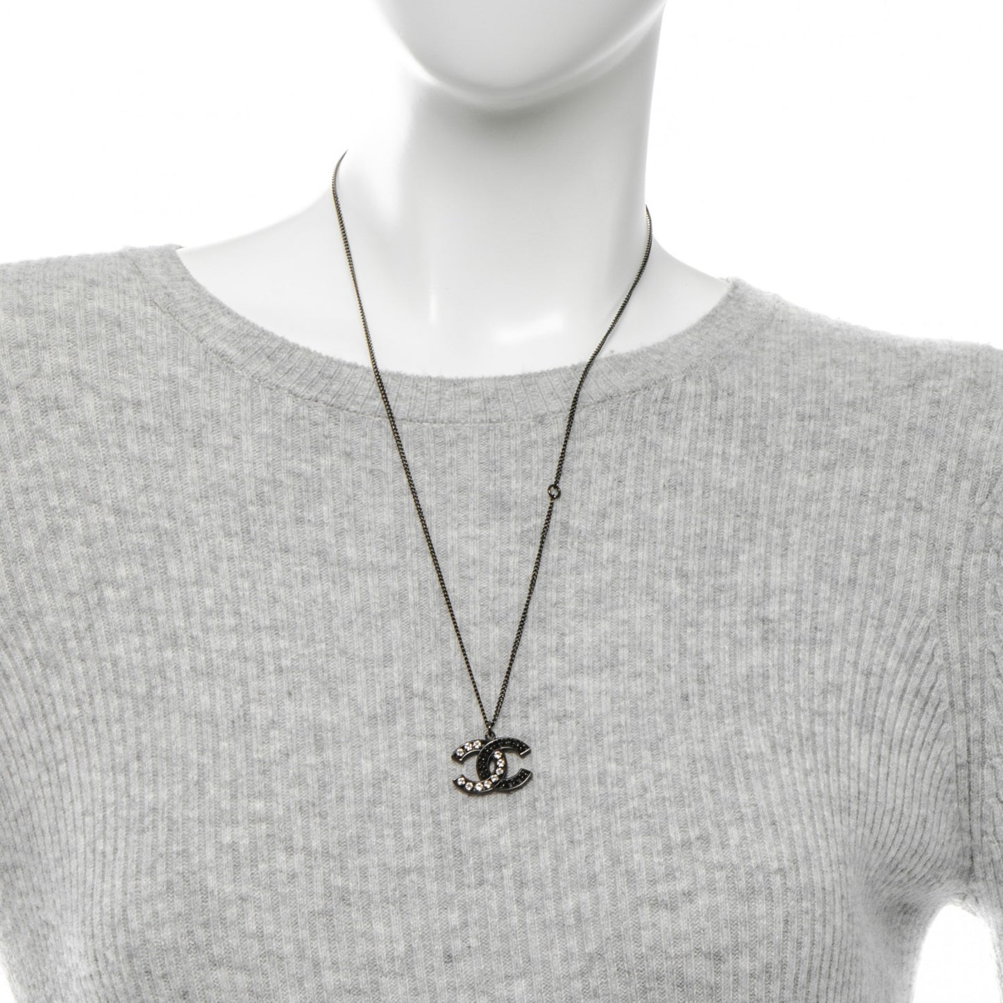 Ruthenium Crystal CC Necklace Black