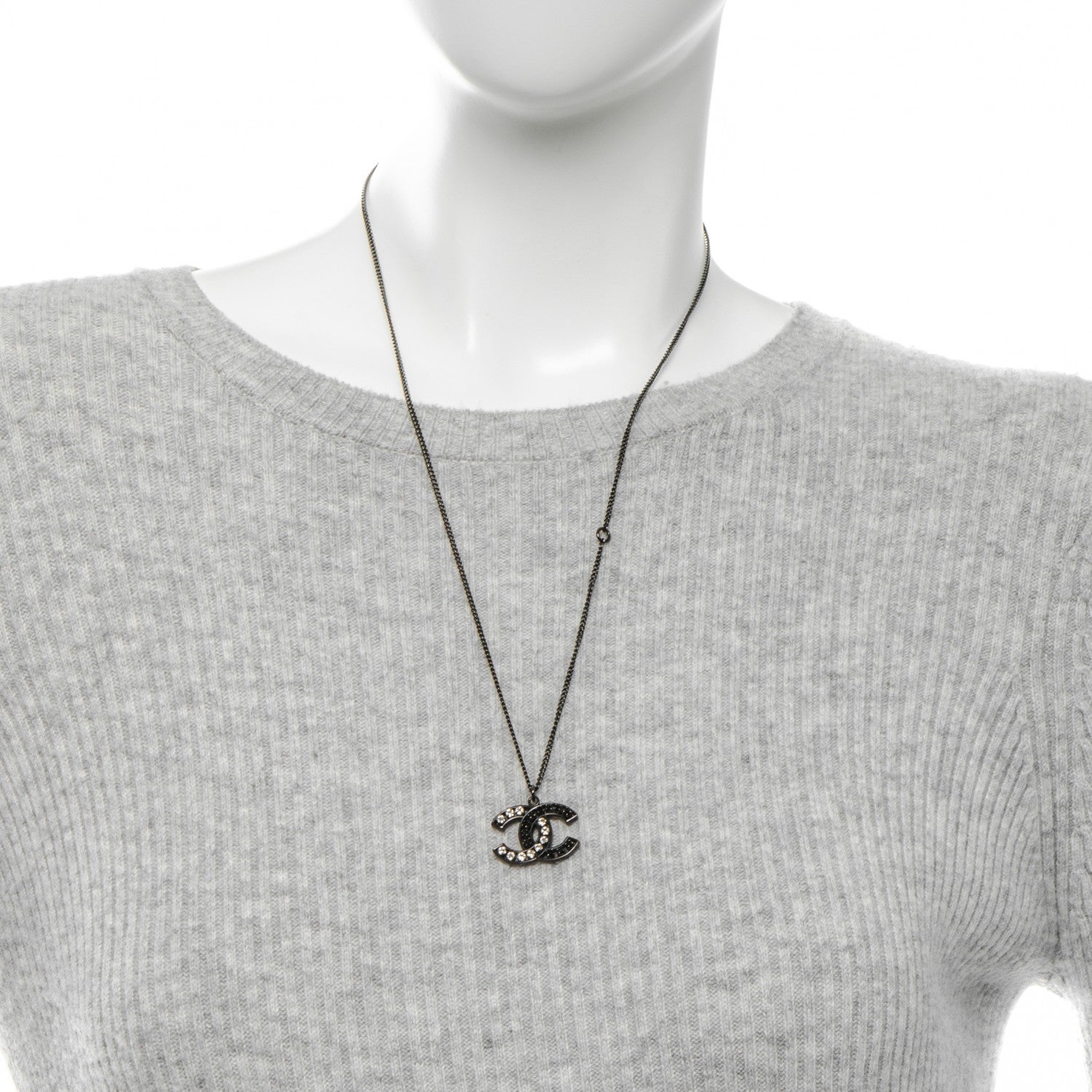 Chanel Ruthenium Crystal CC Necklace Black 2 of 4