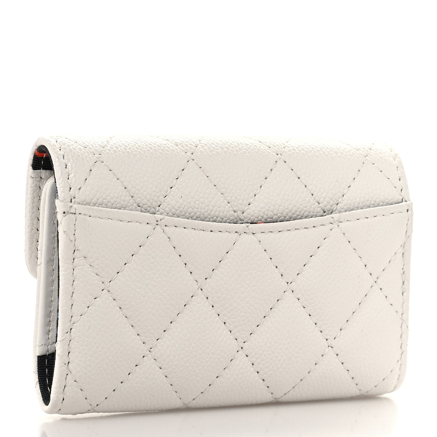 Caviar Quilted Classic 4 Key Holder Wallet White