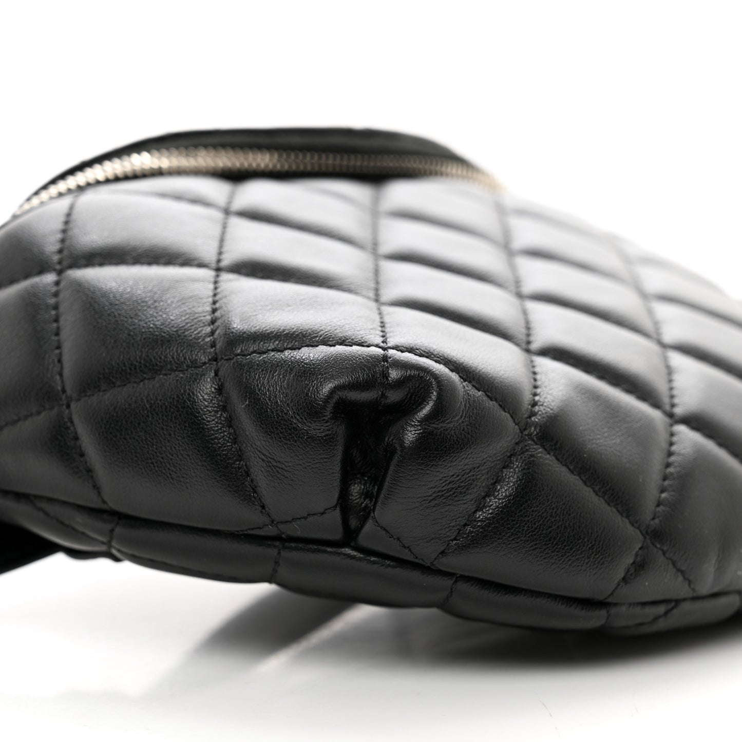 Calfskin Quilted Waist Belt Bag Black