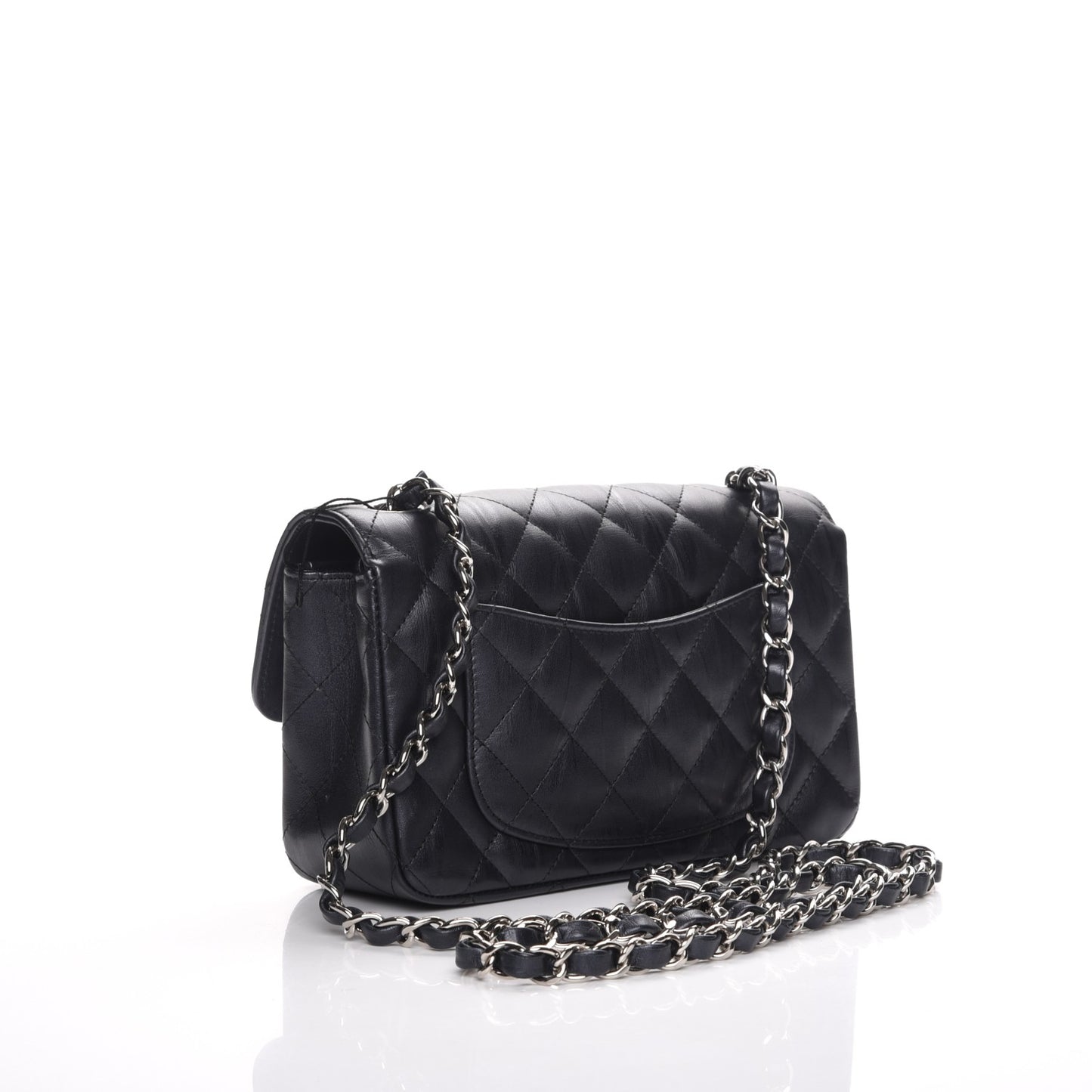 Calfskin Quilted Mini Rectangular Flap Charcoal
