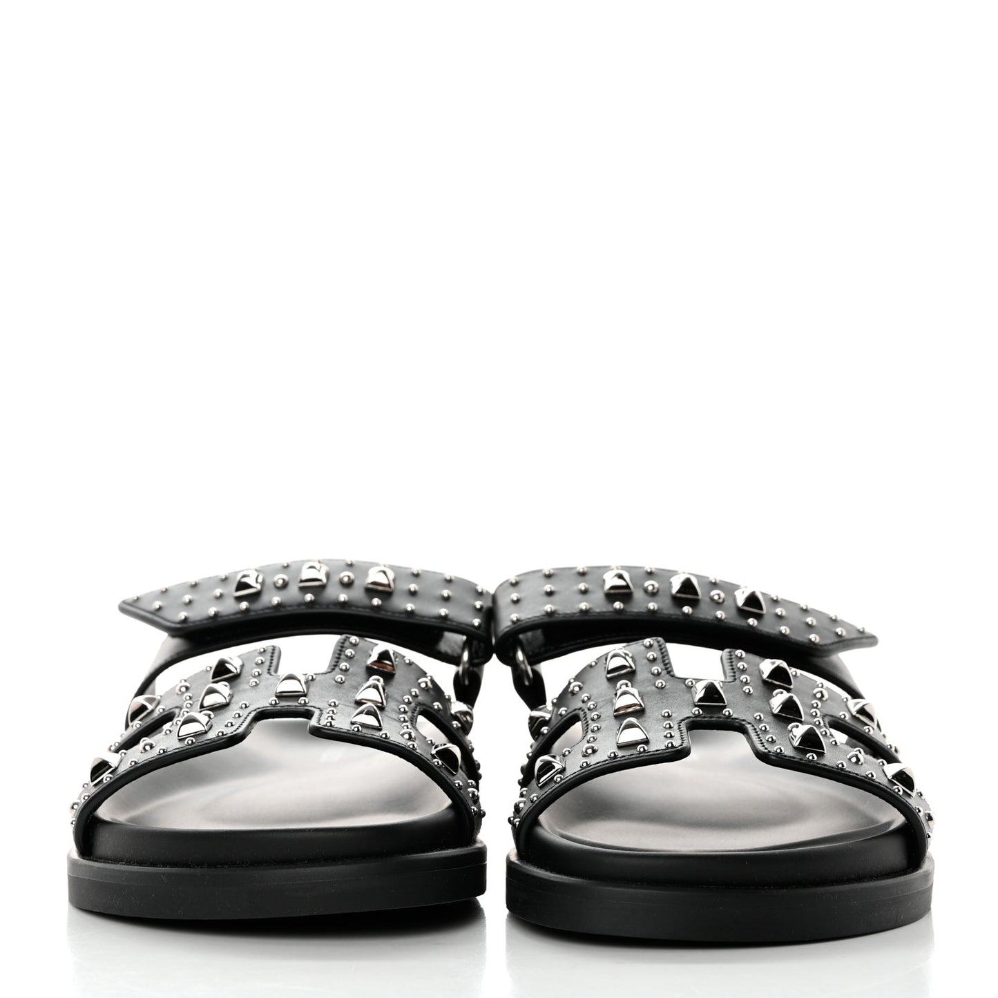 Calfskin Studded Womens Chypre Sandals 36 Black