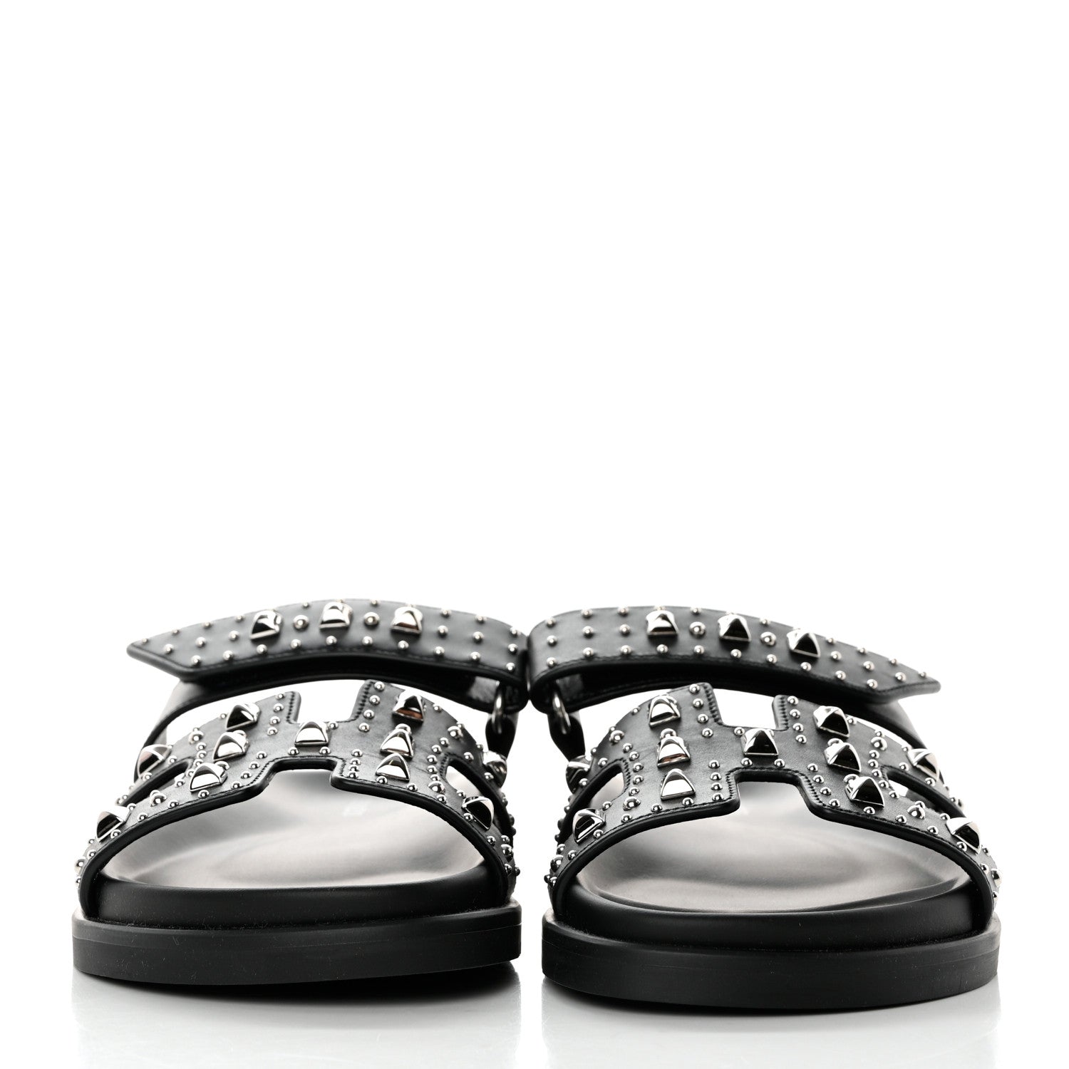 Hermes Calfskin Studded Womens Chypre Sandals 36 Black 2 of 9