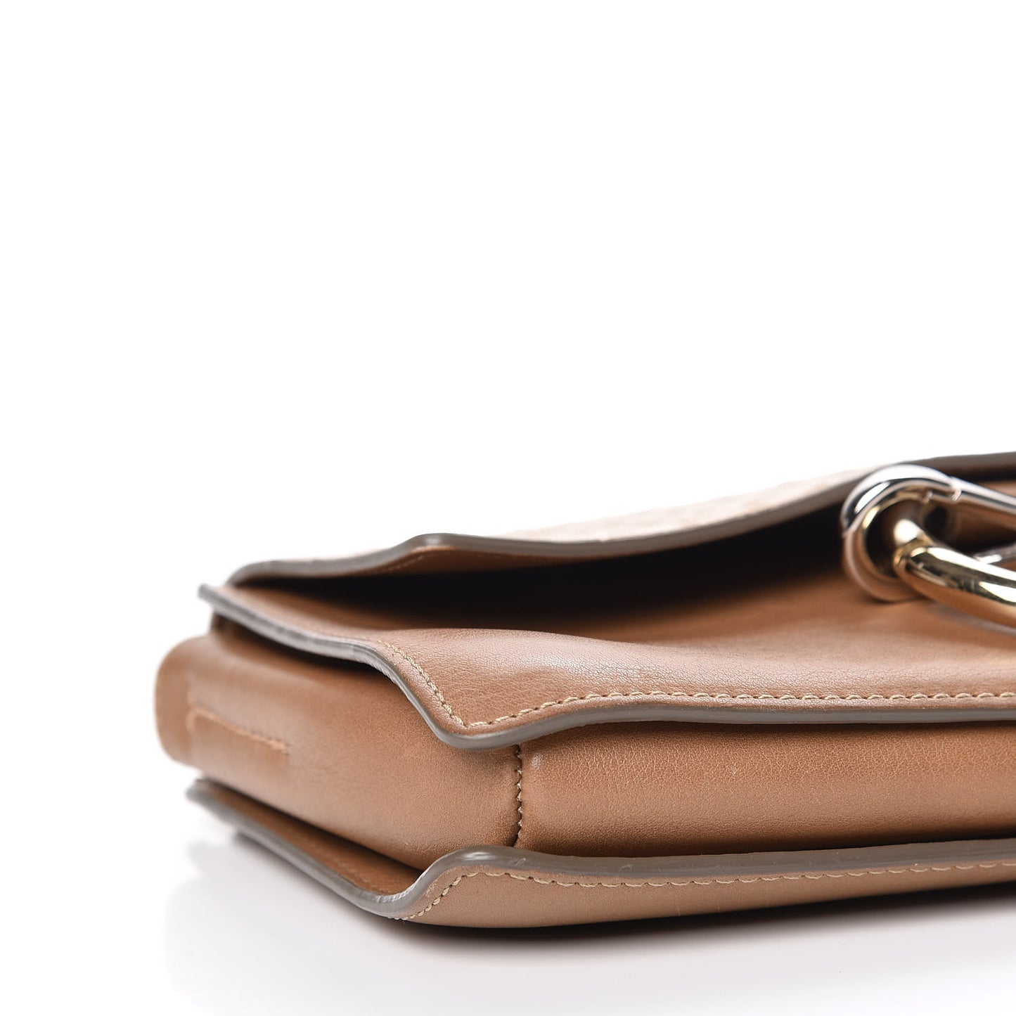 Ostrich Calfskin Small Faye Shoulder Bag Light Brown