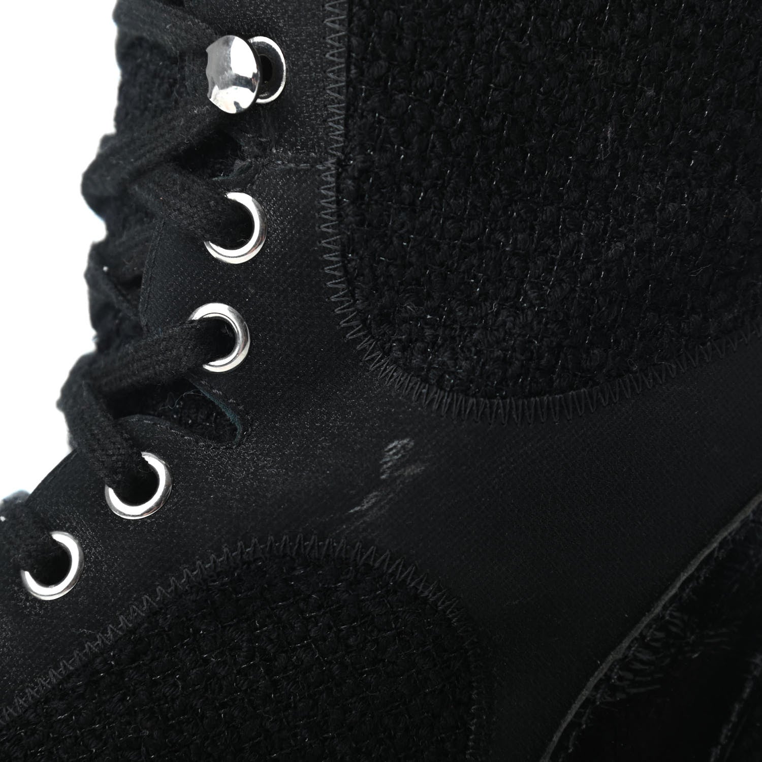 Chanel Tweed Patent Calfskin Sneaker High Boots 38 Black 20 of 20
