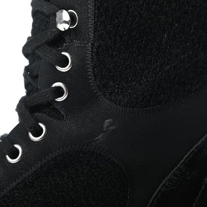 Chanel Tweed Patent Calfskin Sneaker High Boots 38 Black 20 of 20