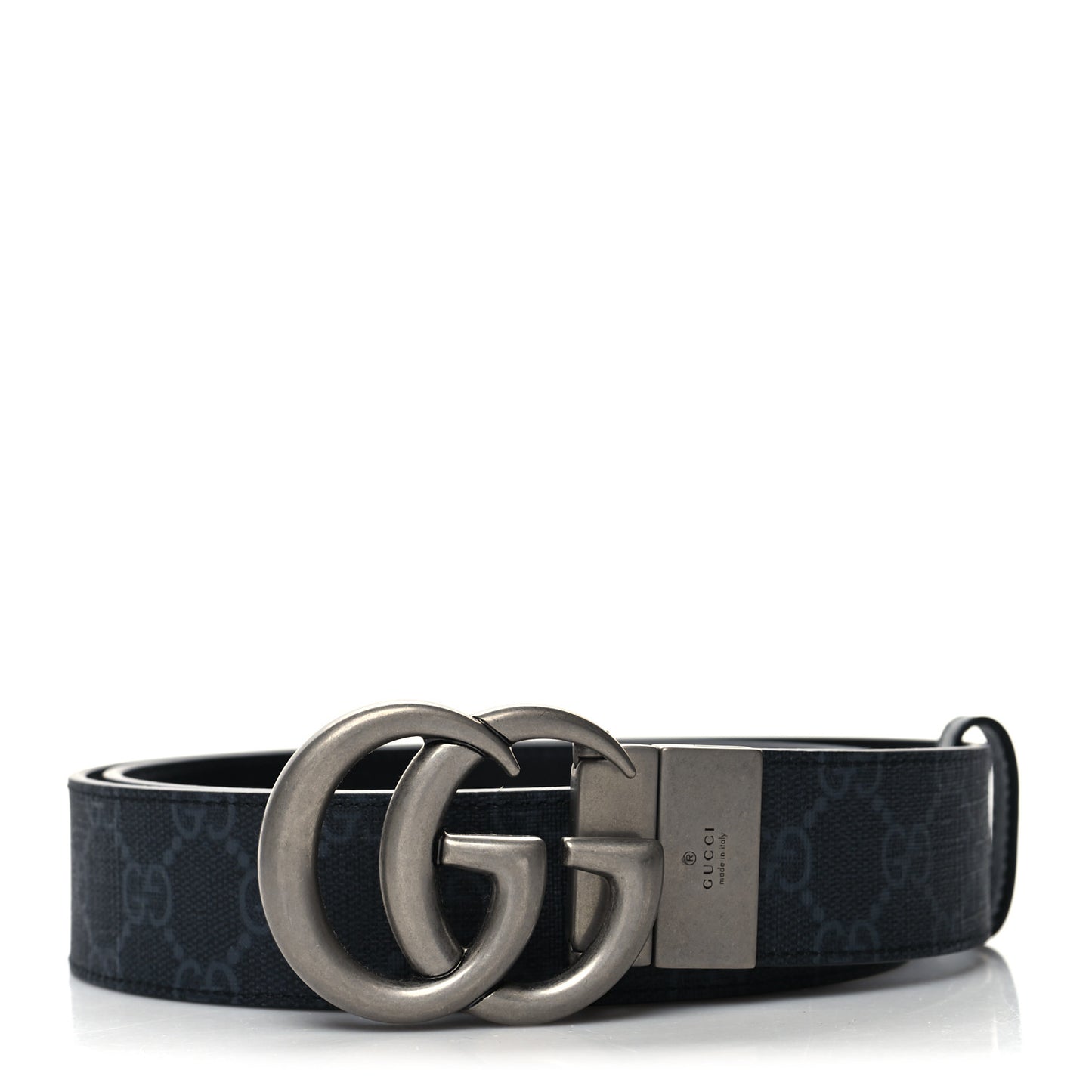 GG Supreme Monogram Plutone Calfskin Palladium Double G Reversible 37mm Belt 95 38 Black