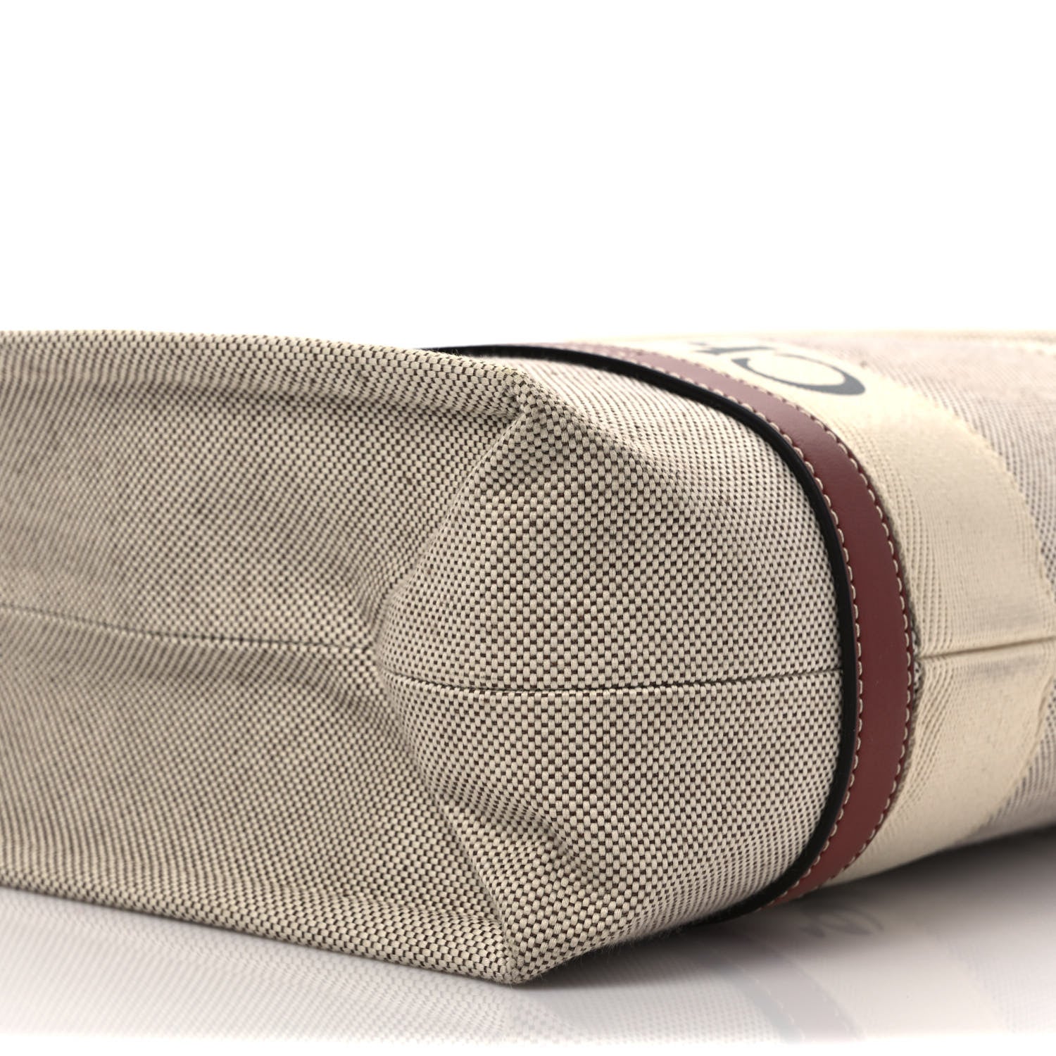 Chloe Cotton Calfskin Medium Woody Ribbon Tote White Brown 7 of 8