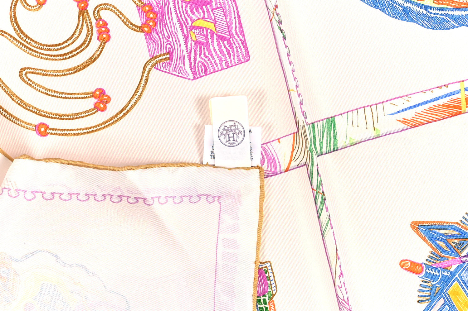 Hermes Silk Chevaloscope Scarf 90 White Bleu Multicolor 5 of 6