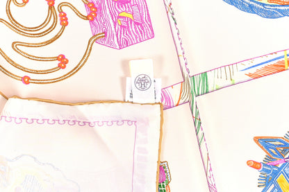 Hermes Silk Chevaloscope Scarf 90 White Bleu Multicolor 5 of 6