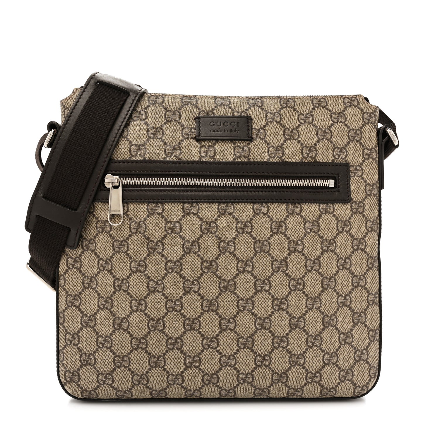 GG Supreme Monogram Medium Flat Messenger Bag Beige Brown