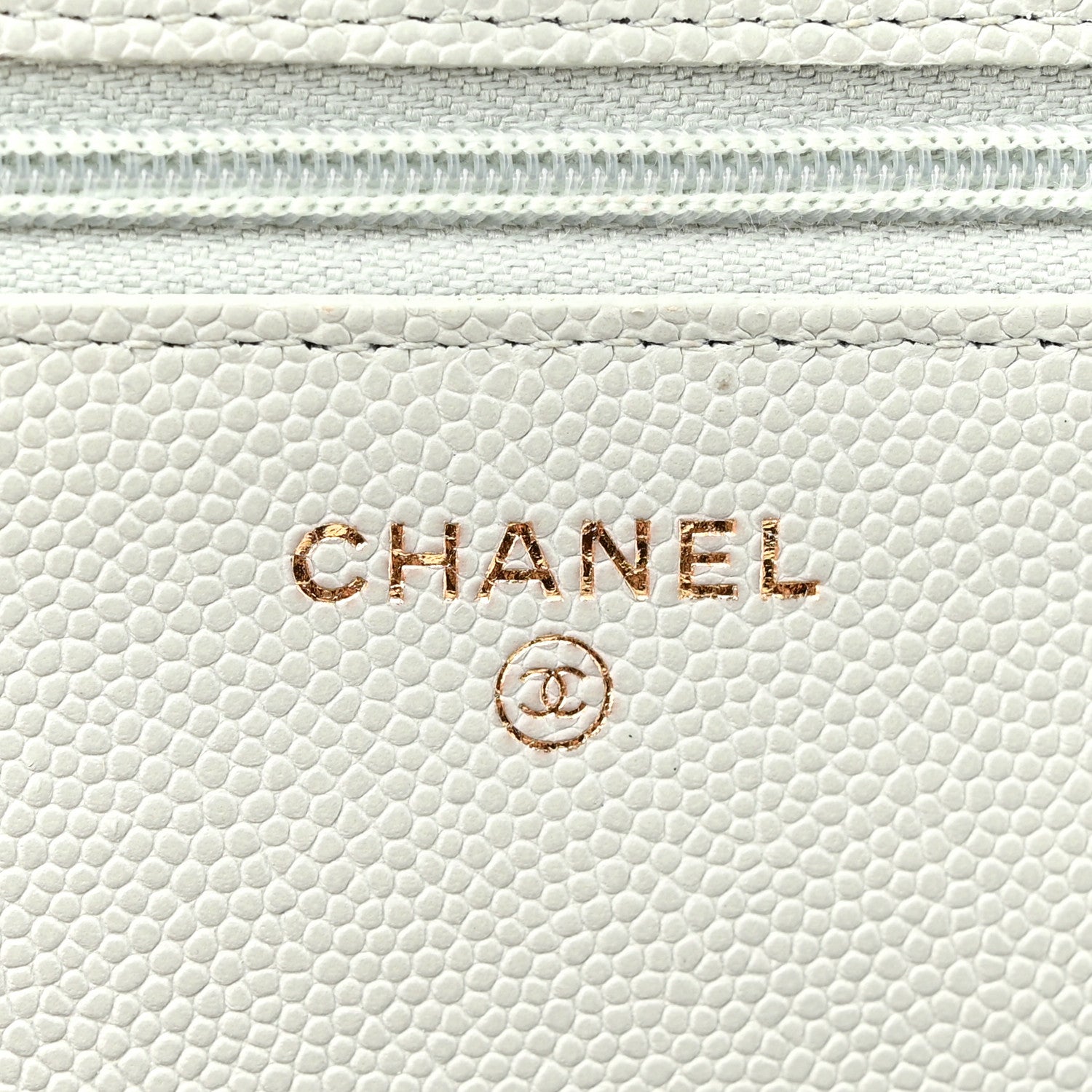 Chanel Caviar Quilted Medallion Wallet on Chain WOC Light Grey 6 of 12