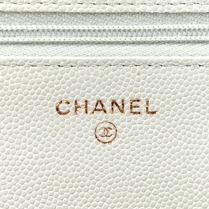 Chanel Caviar Quilted Medallion Wallet on Chain WOC Light Grey 6 of 12