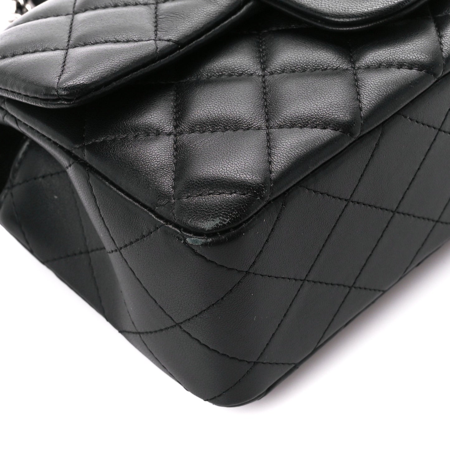 Lambskin Quilted Mini Rectangular Flap Black