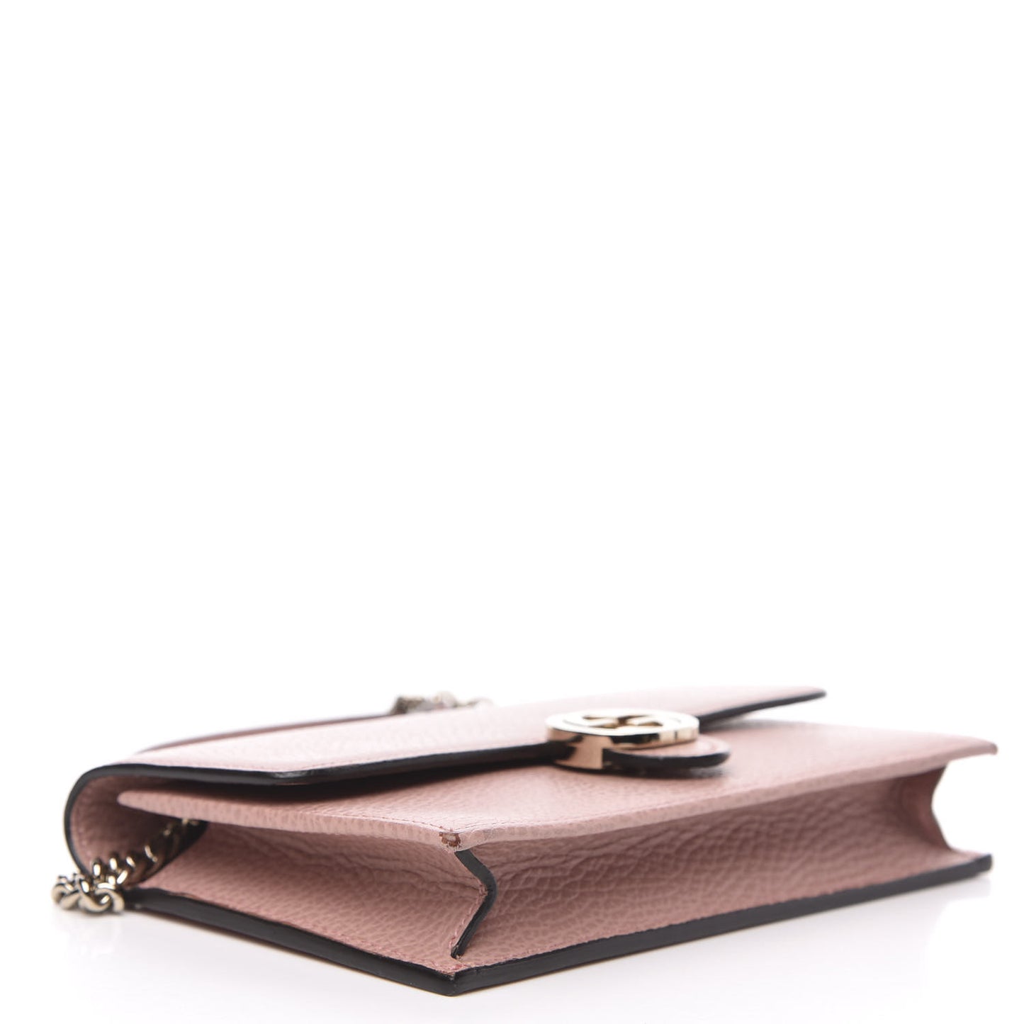 Dollar Calfskin Interlocking G Chain Wallet Soft Pink