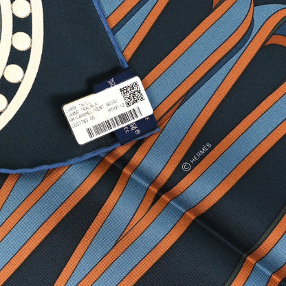 Hermes Silk Twill Grand Tralala 90 Caramel Vert Black 3 of 3