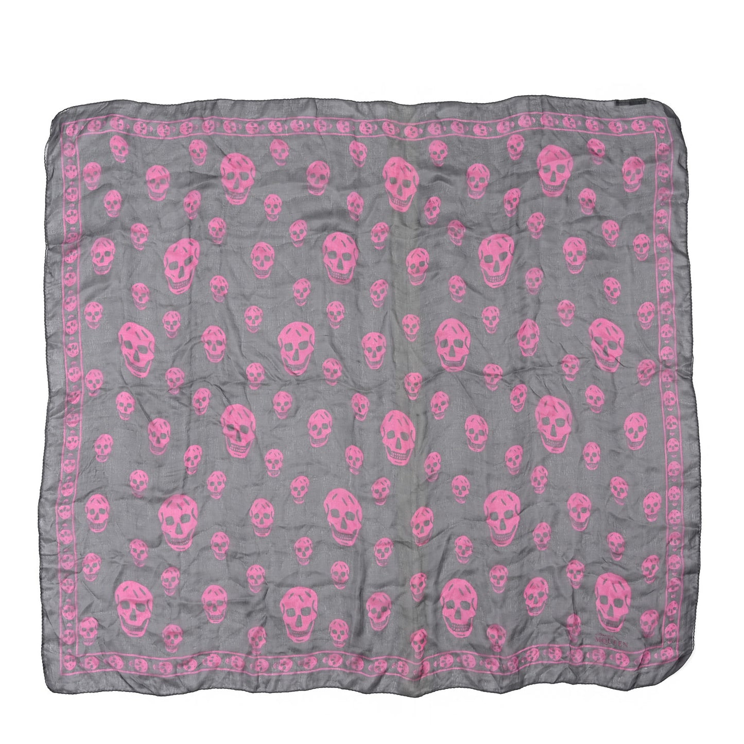 Silk Chiffon Skull Scarf Grey Pink
