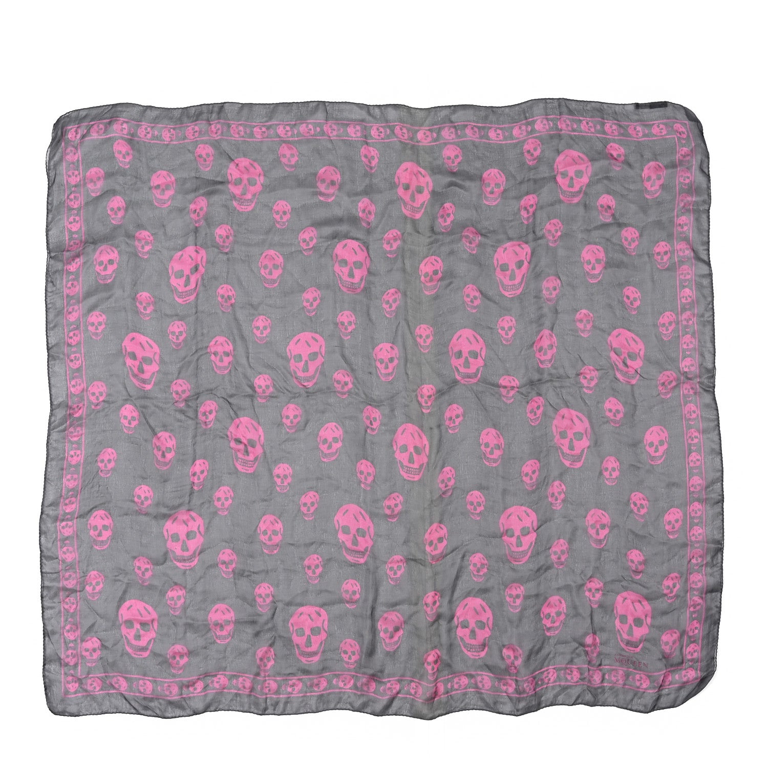 Alexander McQueen Silk Chiffon Skull Scarf Grey Pink 1 of 5