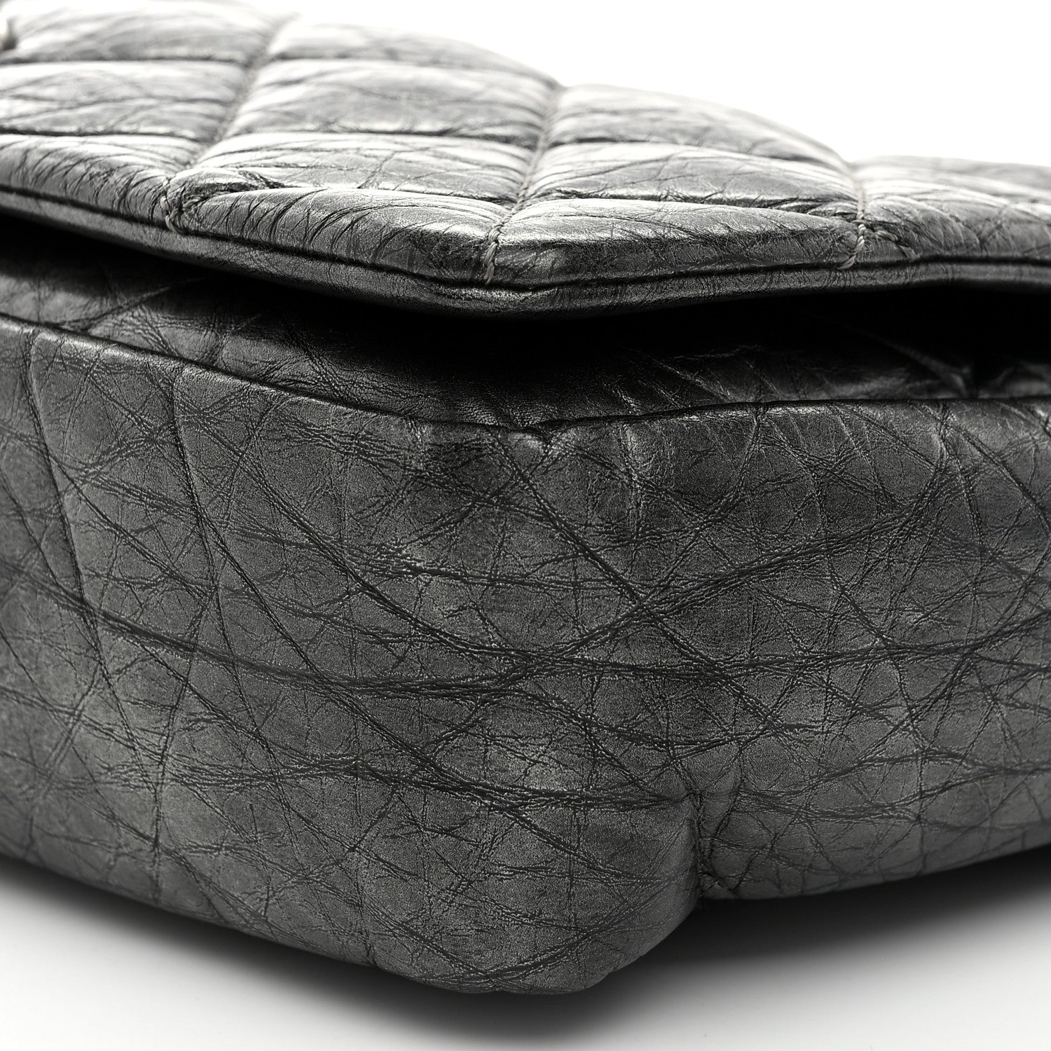 Chanel Aged Calfskin Quilted Medium Pondichery Flap Dark Grey 10 of 10