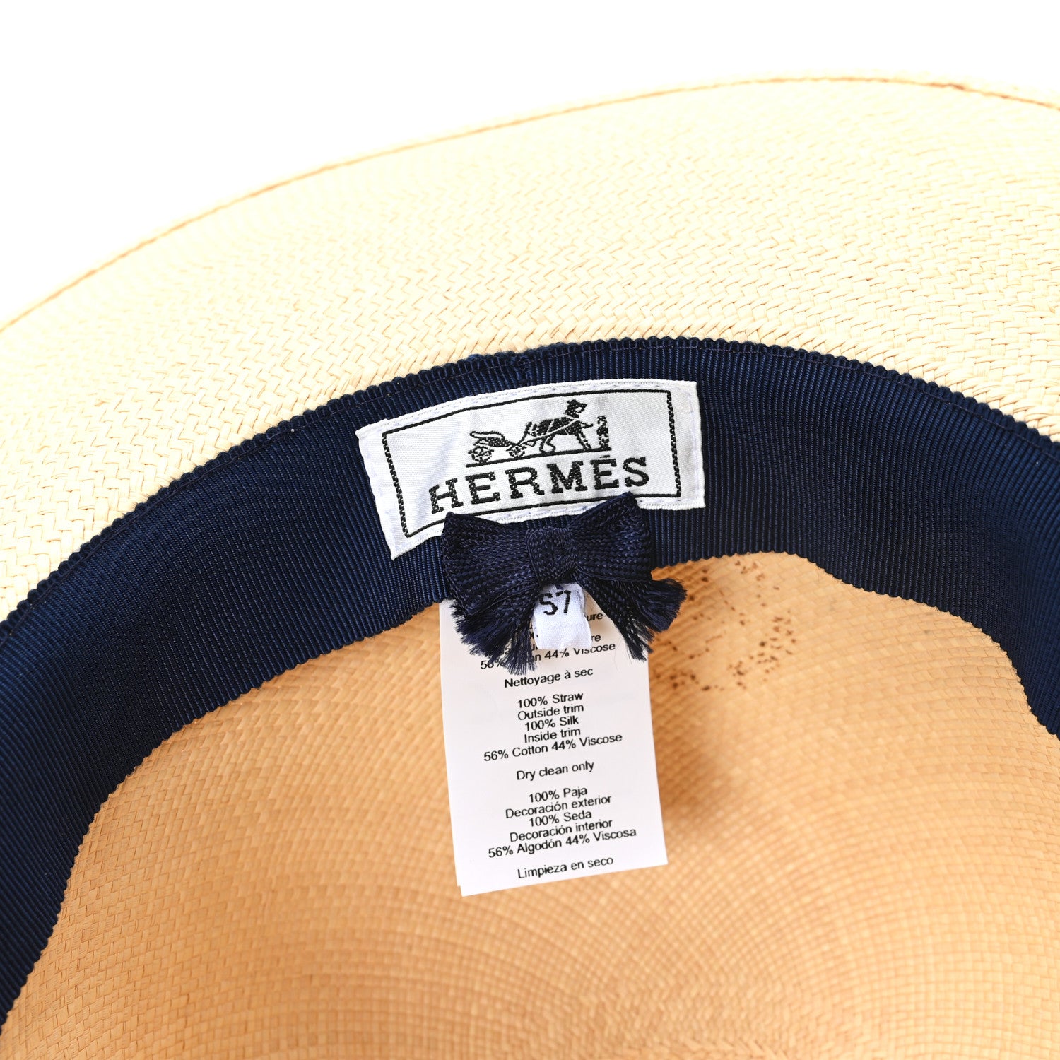 Hermes Straw Panama Hat 57 Naturel 8 of 8
