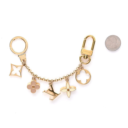 Louis Vuitton Brass Enamel Fleur De Monogram Bag Charm Chain Gold 2 of 4