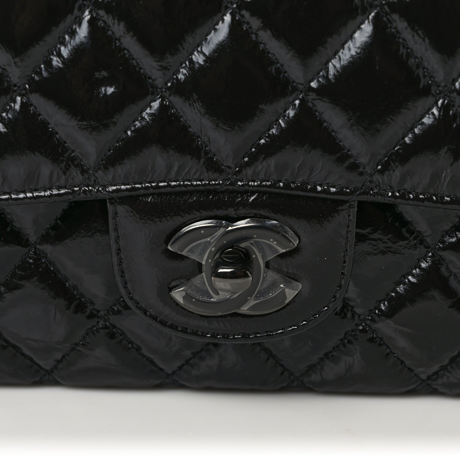 Chanel Shiny Crumpled Calfskin Quilted Medium Double Flap So Black 10 of 10