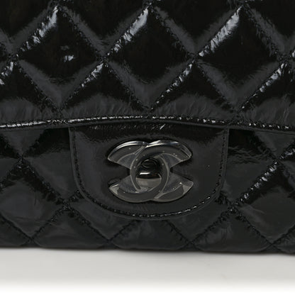 Chanel Shiny Crumpled Calfskin Quilted Medium Double Flap So Black 10 of 10