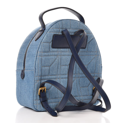 Gucci Kura Denim Matelasse Cubic Pearl Studded GG Marmont Dome Backpack Blue 3 of 13