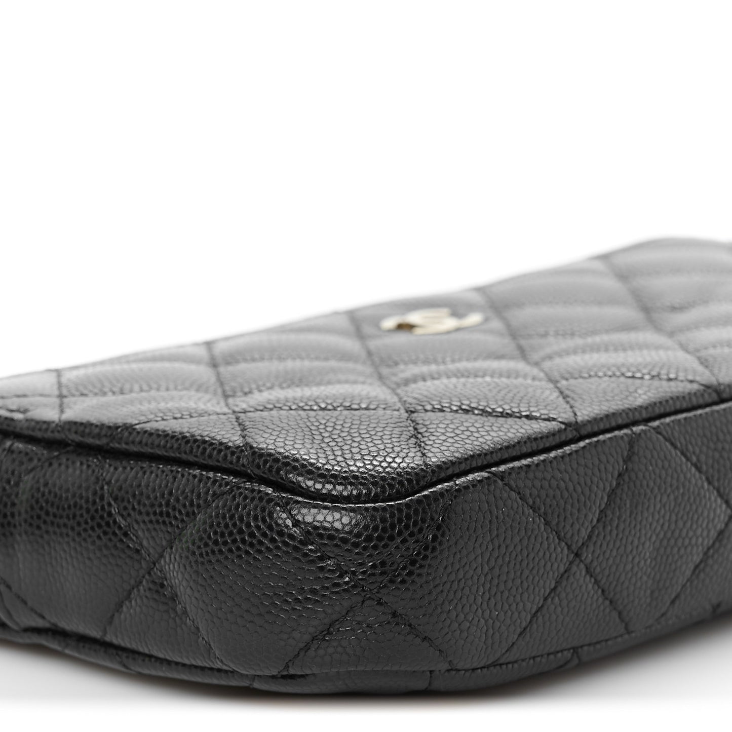 Caviar Quilted Small Clutch With Chain Black