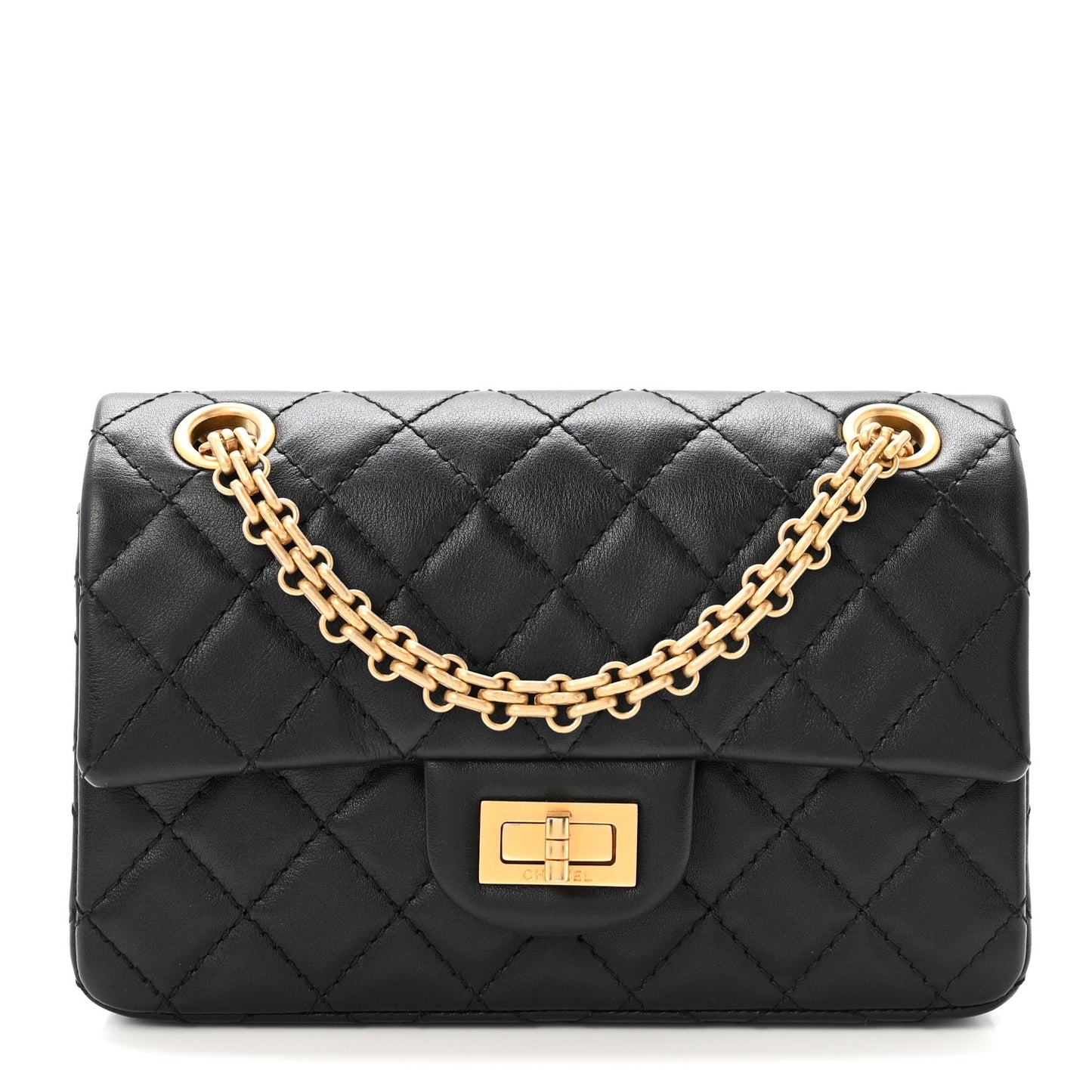 Aged Calfskin Quilted 2.55 Reissue Mini Flap Black