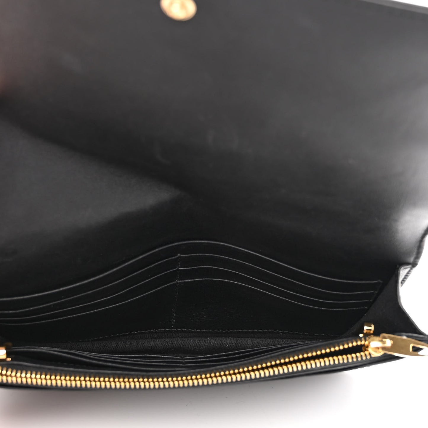 Veau Amp Plate Gold Chain Wallet Black